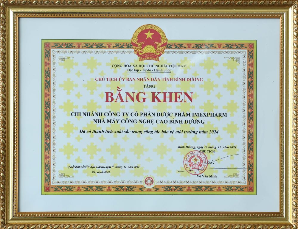 Imexpharm awarded Green Enterprise title by Binh Duong for its EU-GMP-certified pharma factory