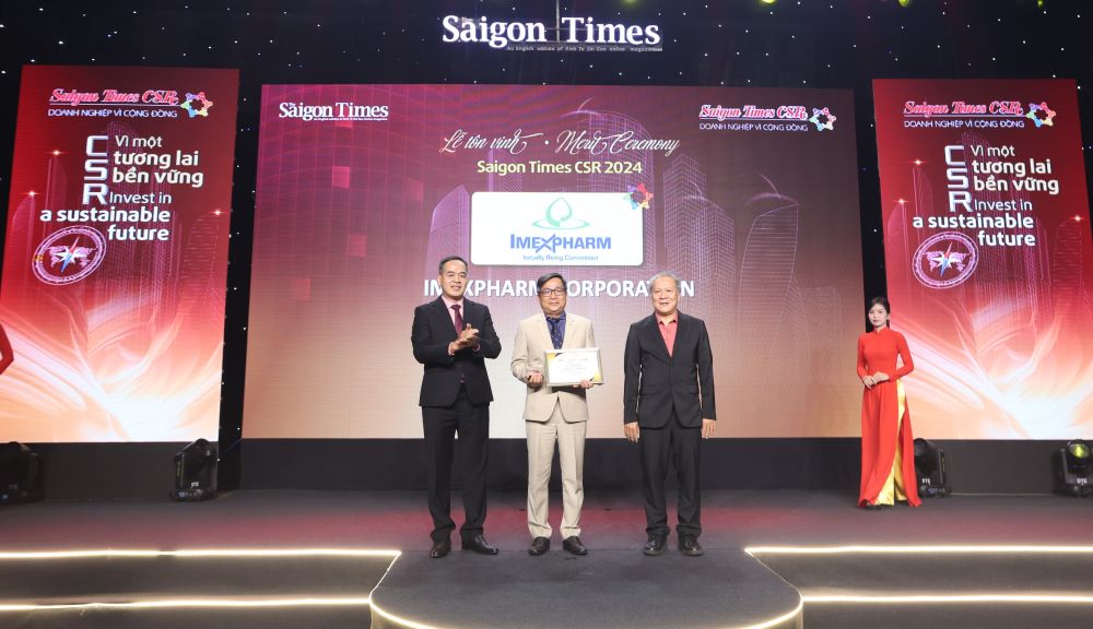 Đại diện Imexpharm nhận bằng khen tại Saigon Times CSR 2024, ghi nhận nỗ lực vì cộng đồng bền vững Đại diện Imexpharm nhận bằng khen tại Saigon Times CSR 2024, ghi nhận nỗ lực vì cộng đồng bền vững